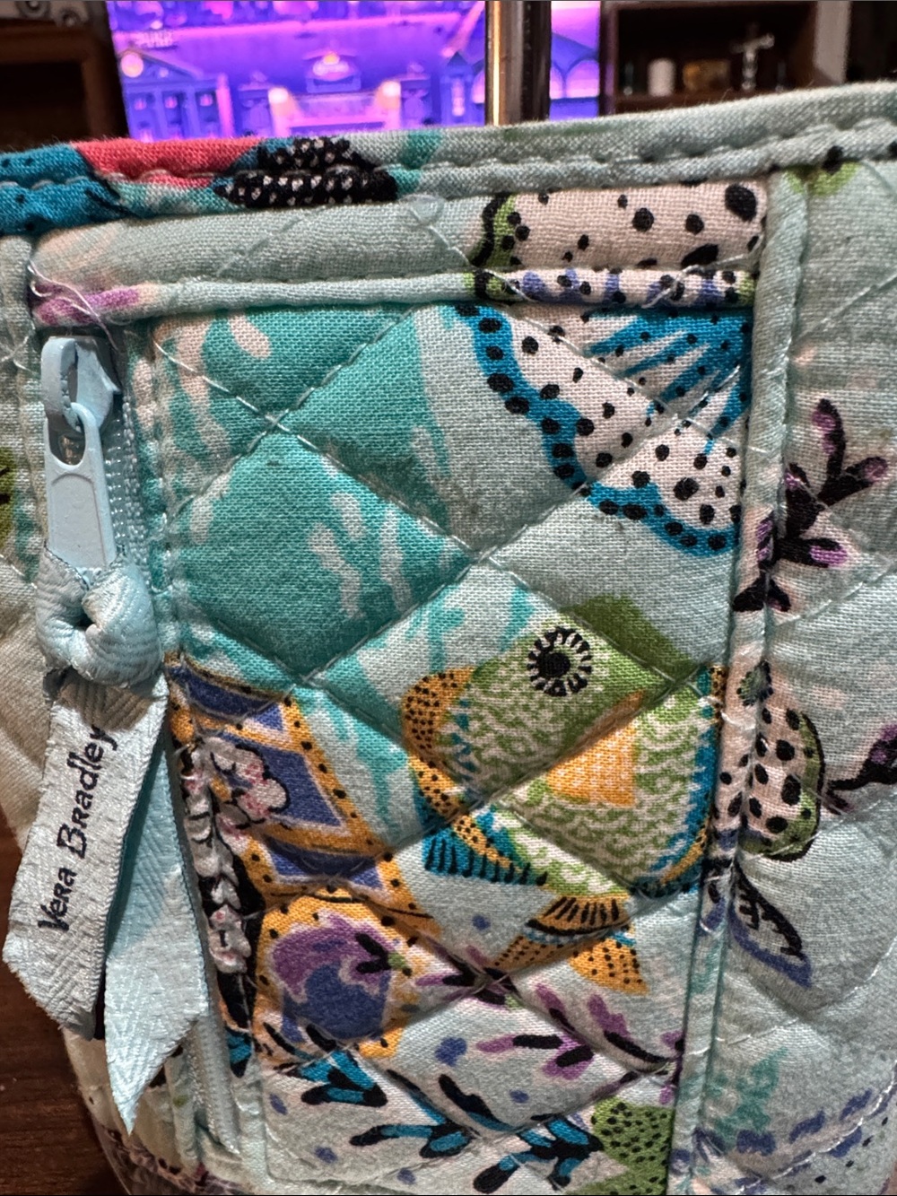 Vera Bradley Quilted Fold-Over Wallet in Aqua Floral Print - Picture 5 of 6